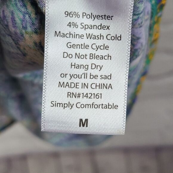 LuLaRoe Randy Tee Unisex Purple Paisley Print Medium Shirt Top Raglan Sleeve - Picture 6 of 8